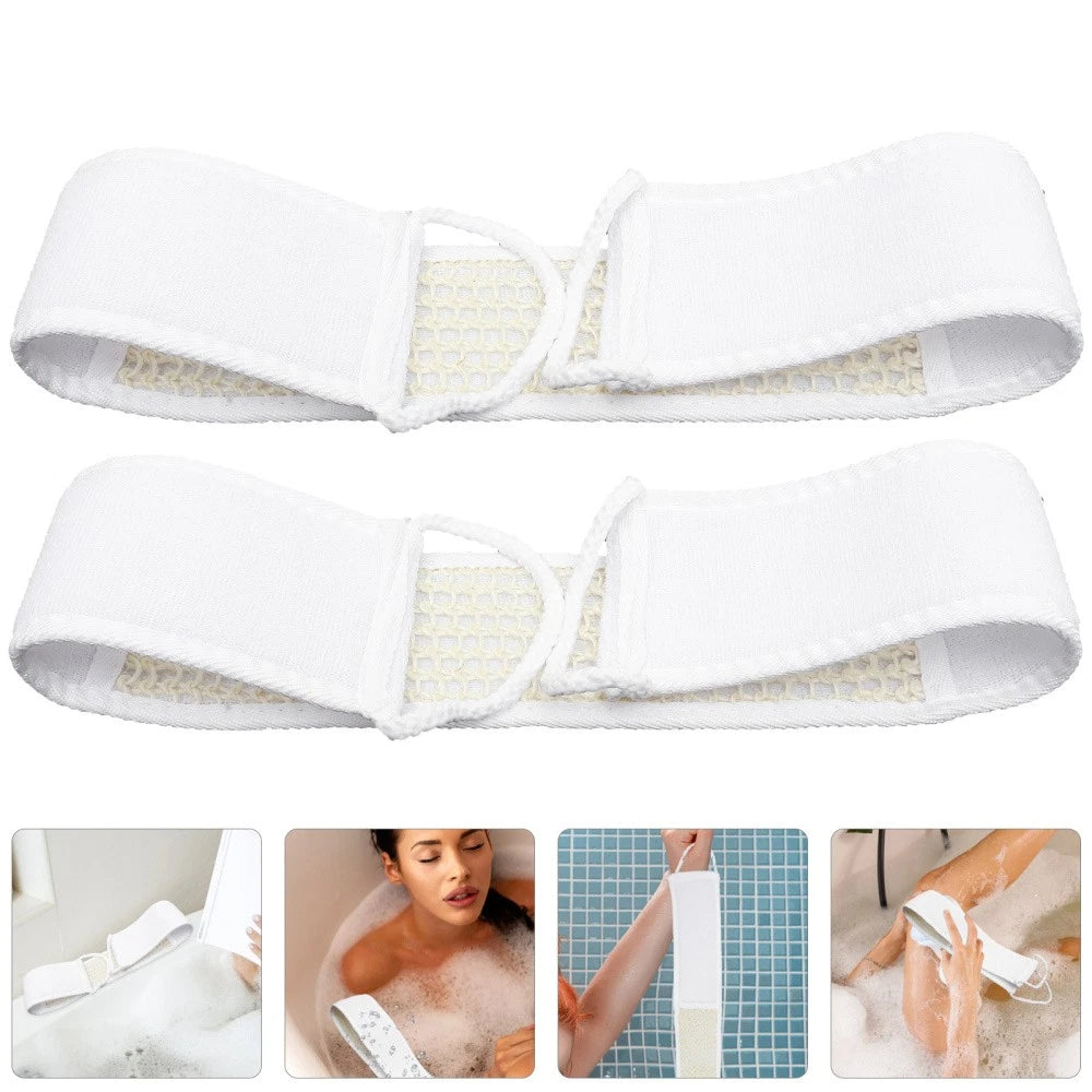 2 Pcs Shower Exfoliating Bath Scrubber Fabric Back Strap Skin Cleaning Brush