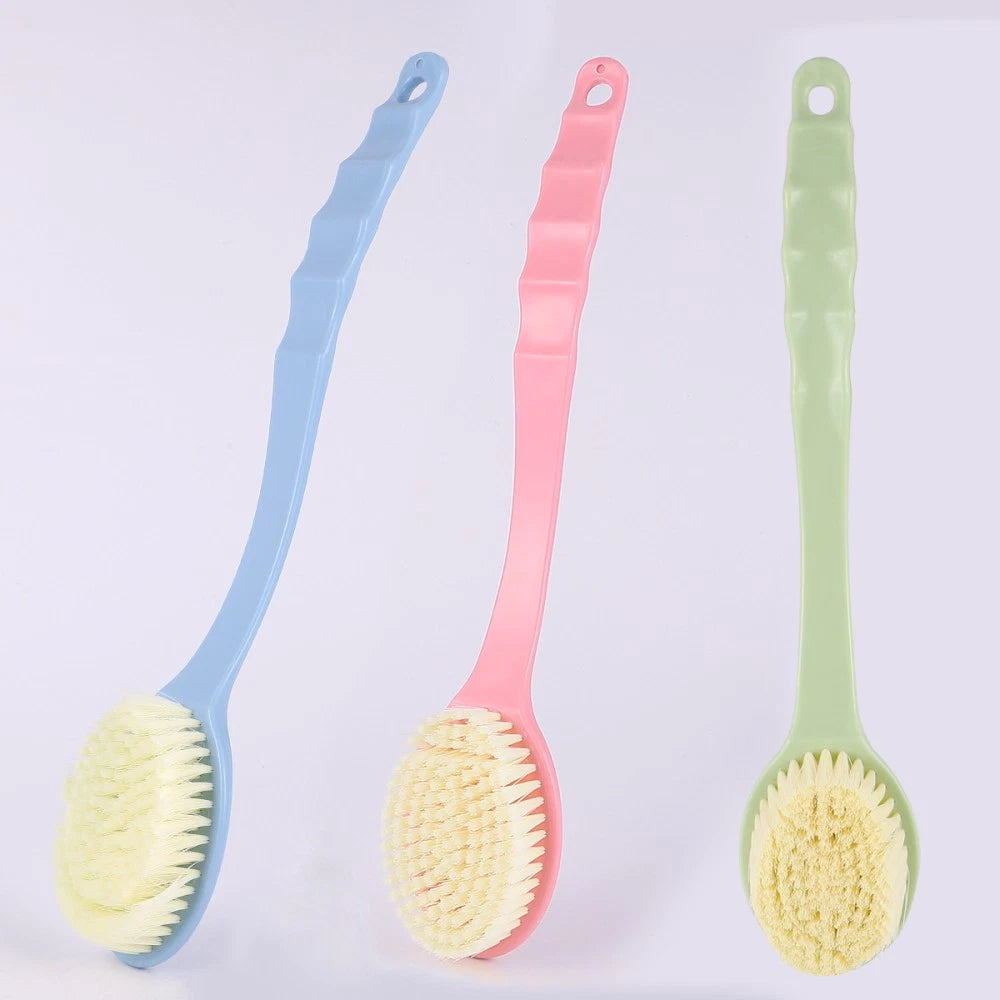 3pcs Long Handle Bath Brush Bathing Brush Shower Body Cleaning Scrubbers Back