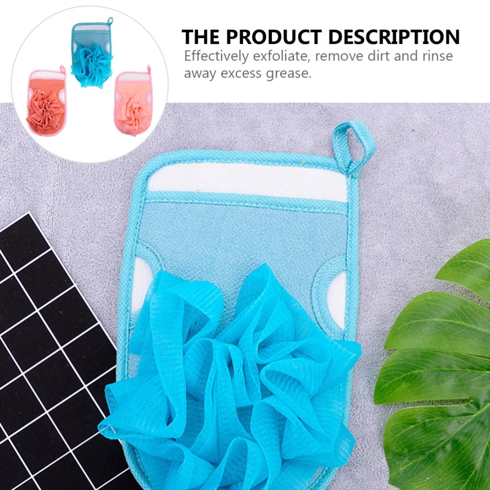 3 Pcs Bath Gloves Multi-functional Exfoliating Brush Travel Back Scrubber