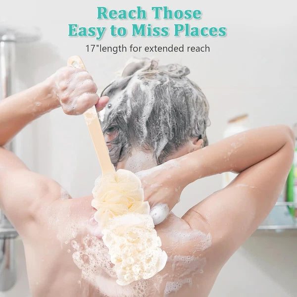 2x Back Scrubber for Shower Loofah Sponge Shower Brush Exfoliating & Long Handle