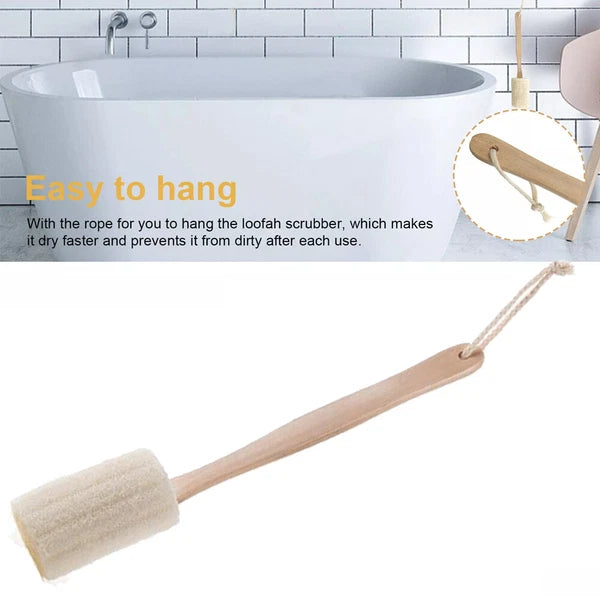 2/4PC Wood Loofah Back Scrubber Brush Bath Body Exfoliating Long Handle Massage