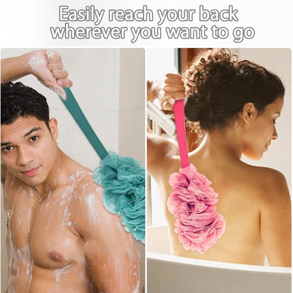 2Pack Back Scrubber for Shower Loofah Sponge Brush Exfoliating Body Long Handle