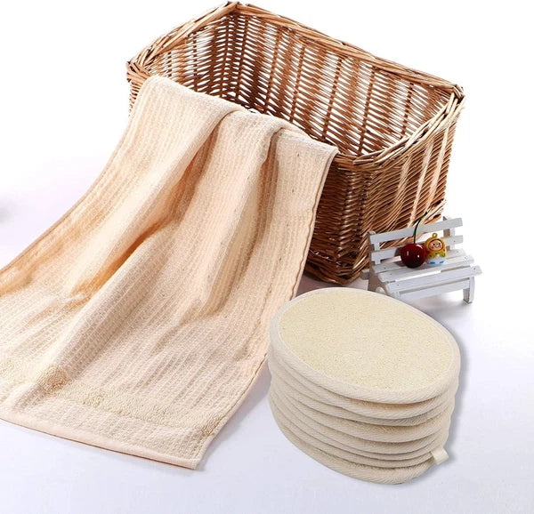 10-Pack Natural Loofah & Terry Cloth Exfoliating Body Scrubbers – Shower