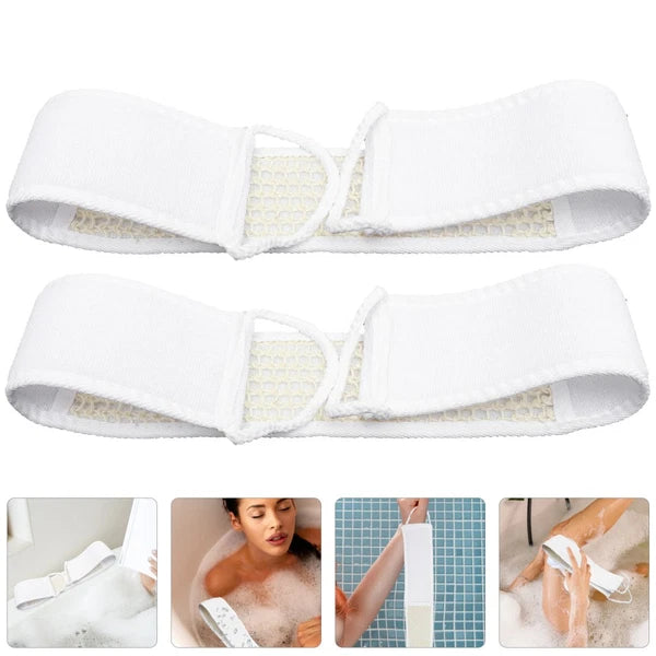 2 Pcs Shower Exfoliating Bath Scrubber Fabric Back Strap Skin Cleaning Brush