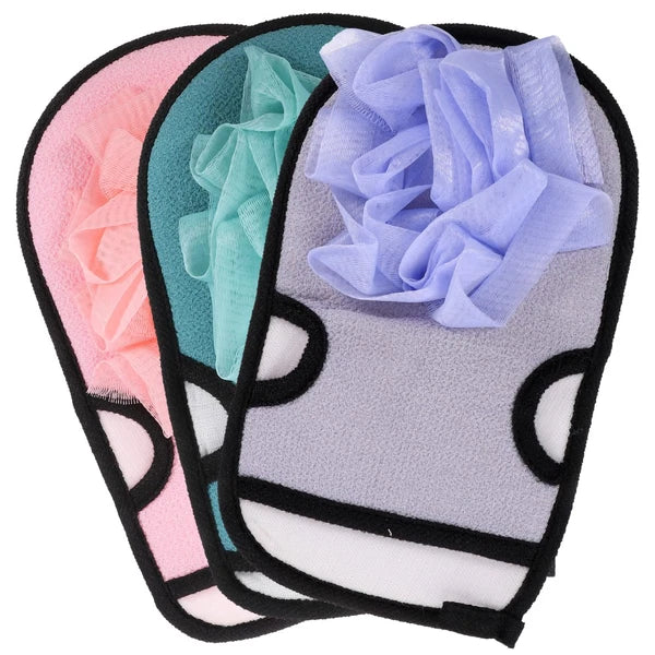 3 Pcs Bath Gloves Multi-functional Exfoliating Brush Travel Back Scrubber
