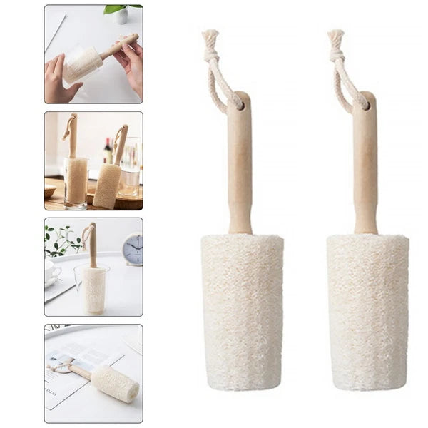 2Pcs Loofah Body Brush with Handle for Exfoliating Bathing
