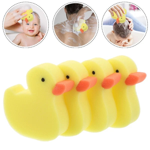 4 Pcs Little Yellow Duck Bath Brush Toddler Cute Sponge Body Shower