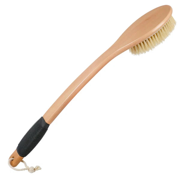 Back Scrubber Brush for Shower, Long Stiff Bristle Body Bath Brushes, Wooden ...