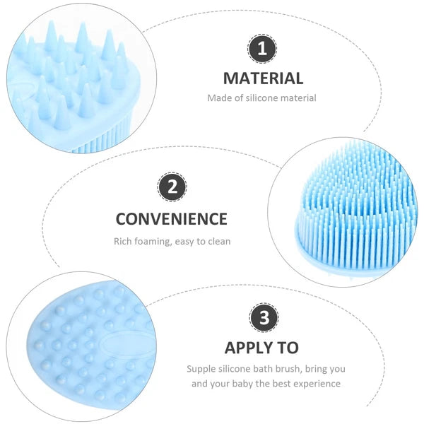 2 Pcs Bath Brush Silicone Shower Scrubber Body Exfoliator