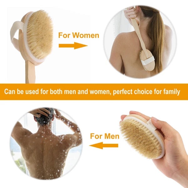 15inch Long Handle Wooden Back Scrubber Body Shower Spa Bath Exfoliating Brush