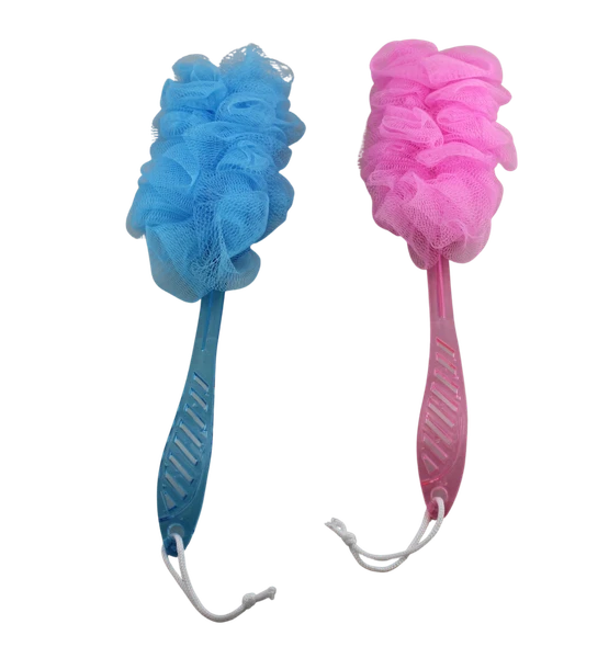 2 Pack Bath Loofah Exfoliating Sponge Back Scrubber Shower Brush Pink & Blue