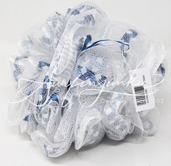 Bath & Body Works Blue Gingham Loofah Bath Shower Sponge Checkered Pattern New