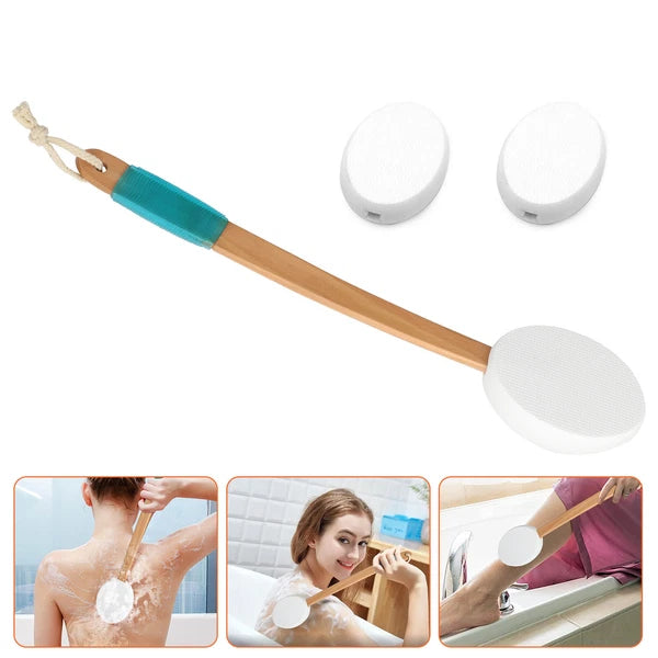 Back Lotion Applicator, for Body Skin Cream, Bath Brush with 3 Replaceable Pads