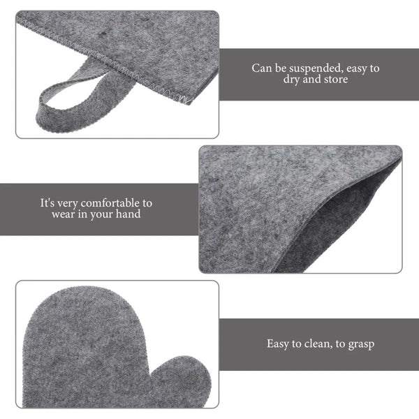2Pcs Body Scrub Spa Mitt Glove Felt Sauna Gloves Scrubber Fashion