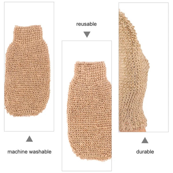 2Pcs Ramie Jute Bath Glove Exfoliating Scrubber for