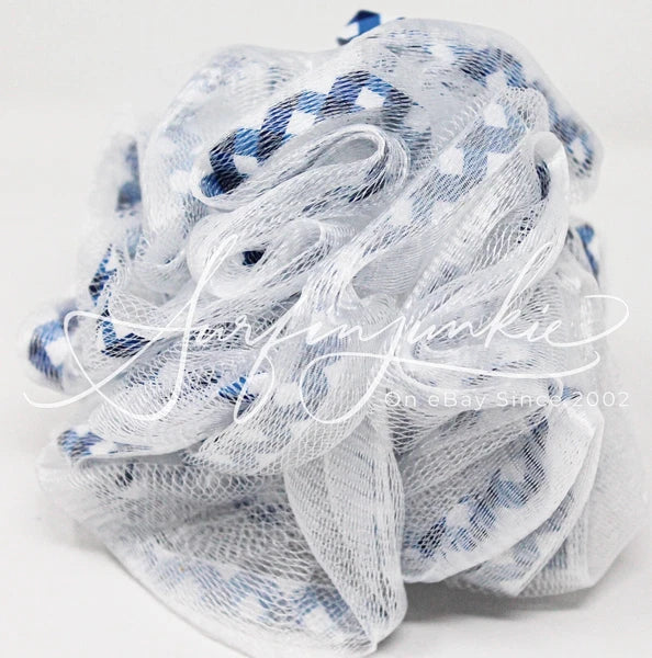 Bath & Body Works Blue Gingham Loofah Bath Shower Sponge Checkered Pattern New