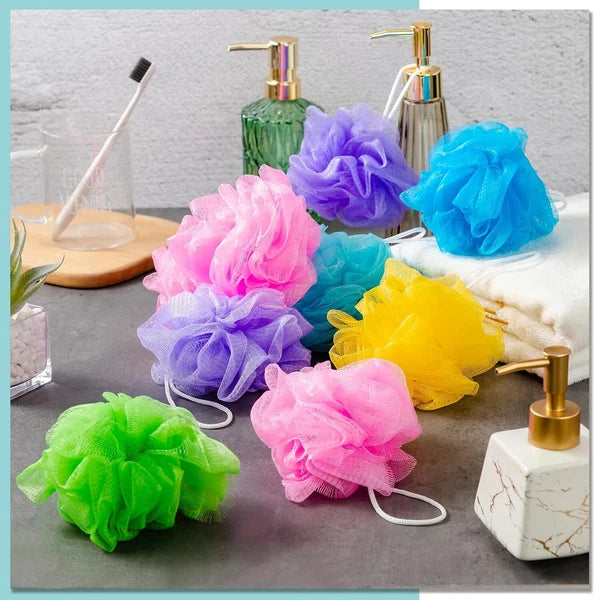 9 Pcs Bath Shower Puff Sponges Loofah Mesh Brush Ball Body Scrubber Exfoliating