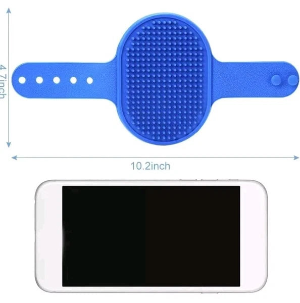 2 Pk Soft Rubber Dog Cat Bath Brush Pet Silicone Massage Comb Hair Remover BLUE