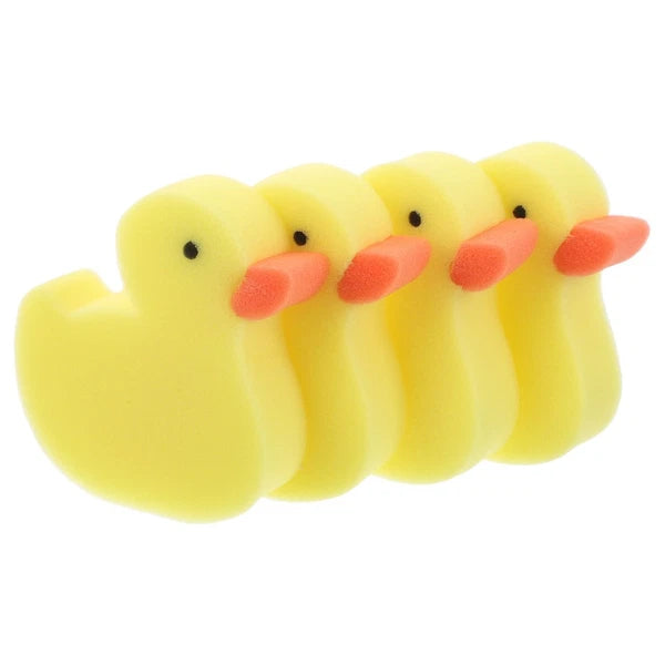 4 Pcs Little Yellow Duck Bath Brush Toddler Cute Sponge Body Shower