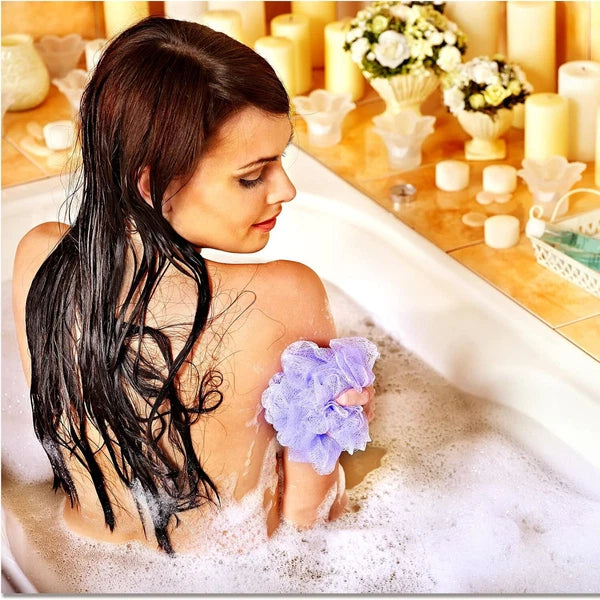 9 Pcs Bath Shower Puff Sponges Loofah Mesh Brush Ball Body Scrubber Exfoliating