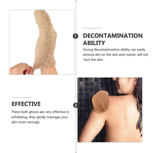 2Pcs Ramie Jute Bath Glove Exfoliating Scrubber for