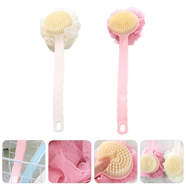 2 Pcs Back Rub Bath Brush Elderly Body Shower Scrubber Exfoliator Washing for