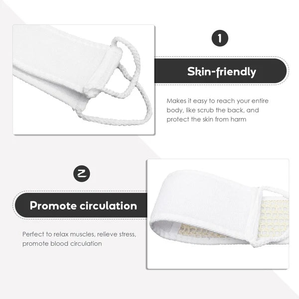 2 Pcs Shower Exfoliating Bath Scrubber Fabric Back Strap Skin Cleaning Brush