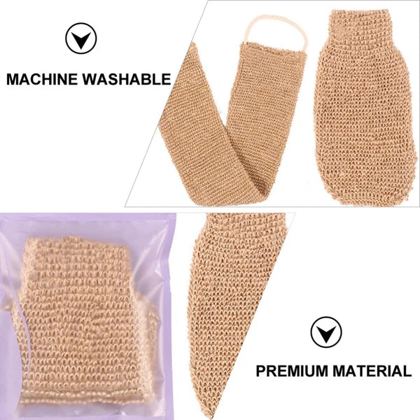 2Pcs Ramie Jute Bath Glove Exfoliating Scrubber for