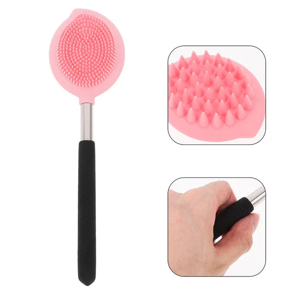 2 Pcs Bath Brush Child Back for Shower Ergonomic Silicone Body Scrubber