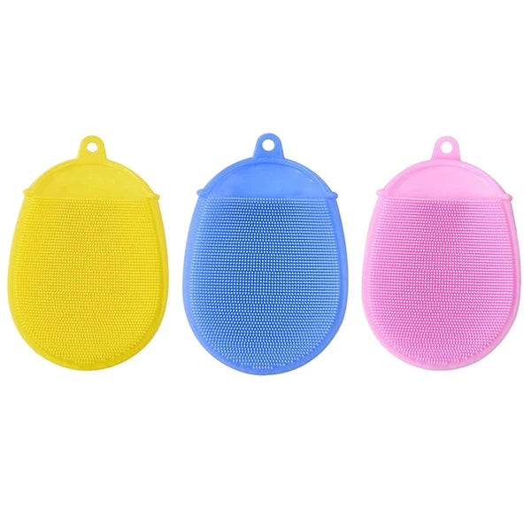 3pcs Baby Silicone Bath Scrub Massage Brush Children Bath Care Supplies