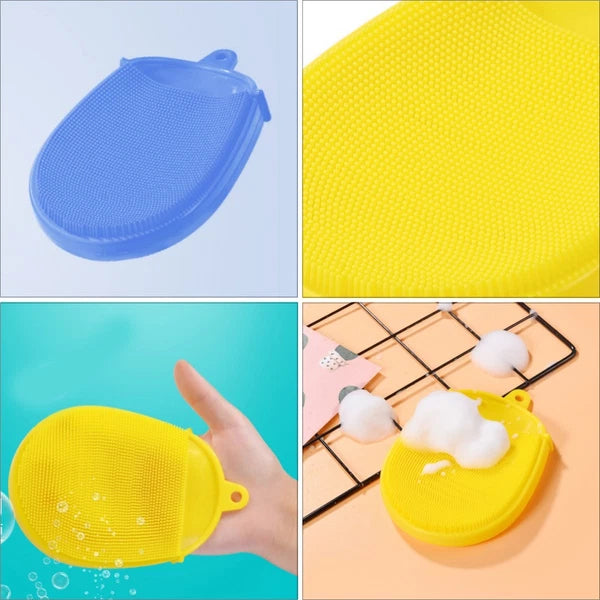 3pcs Baby Silicone Bath Scrub Massage Brush Children Bath Care Supplies