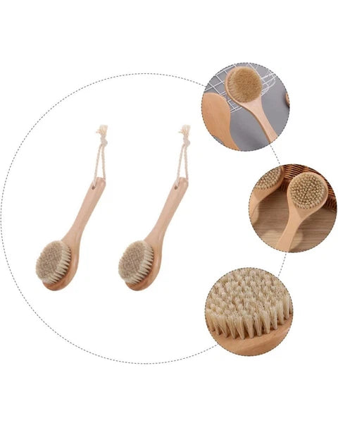 9 1/2” Natural Wooden Bath Brush – Body & Back Scrubber for Shower