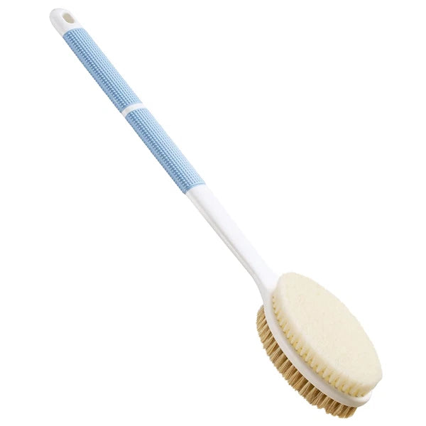 Back Scrubber anti Slip Long Handle for Shower Dual-Sided Stiff Soft Bristles
