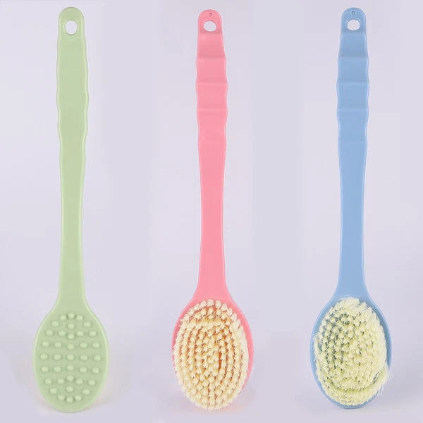 3pcs Long Handle Bath Brush Bathing Brush Shower Body Cleaning Scrubbers Back