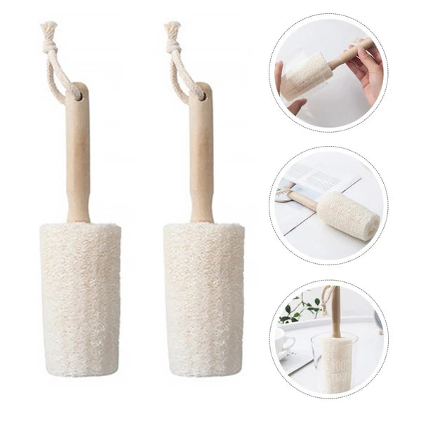 2Pcs Loofah Body Brush with Handle for Exfoliating Bathing Experience