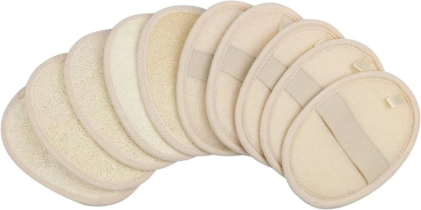 10-Pack Natural Loofah & Terry Cloth Exfoliating Body Scrubbers – Shower