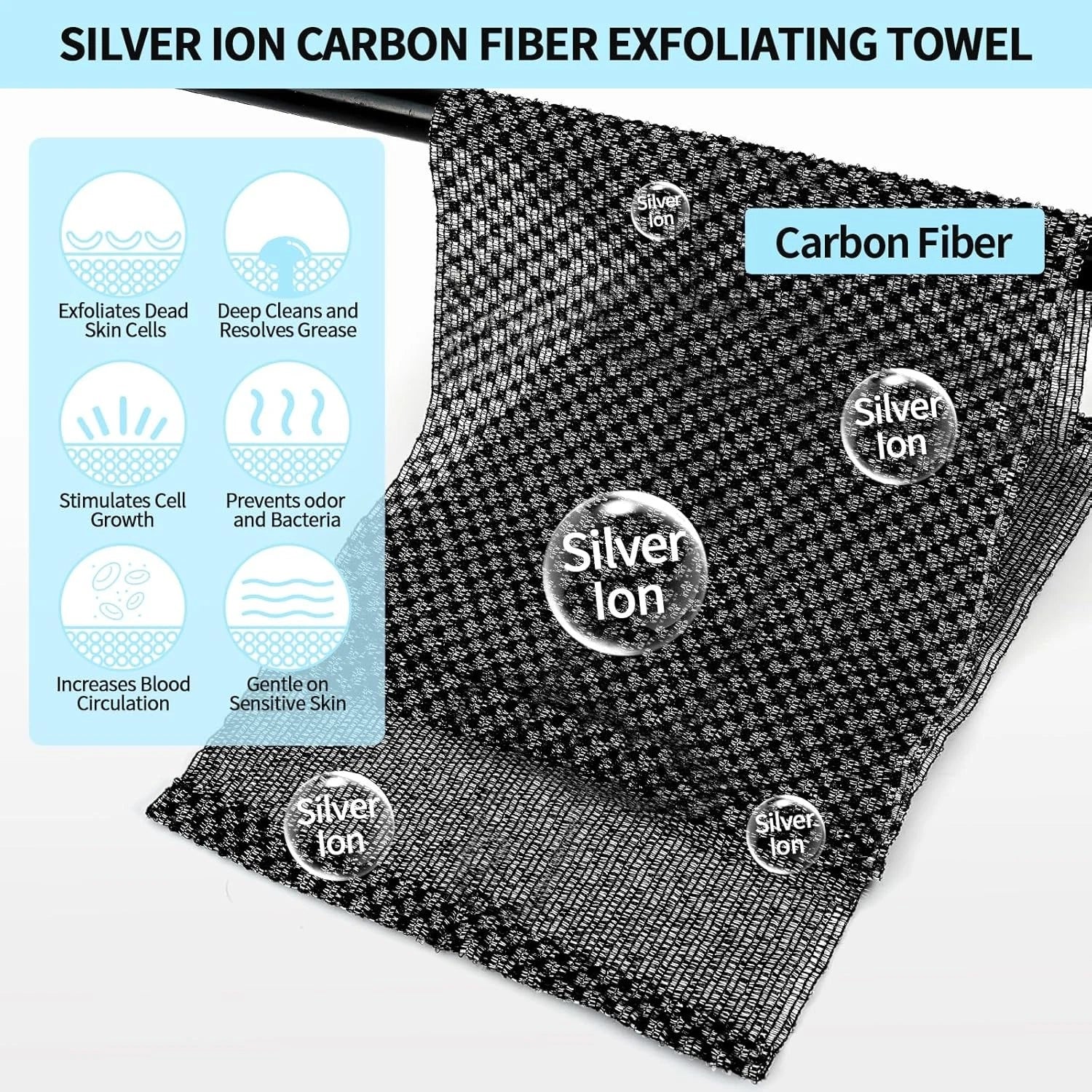 Exfoliating Washcloth Shower Towels, Premium Japanese Body Black