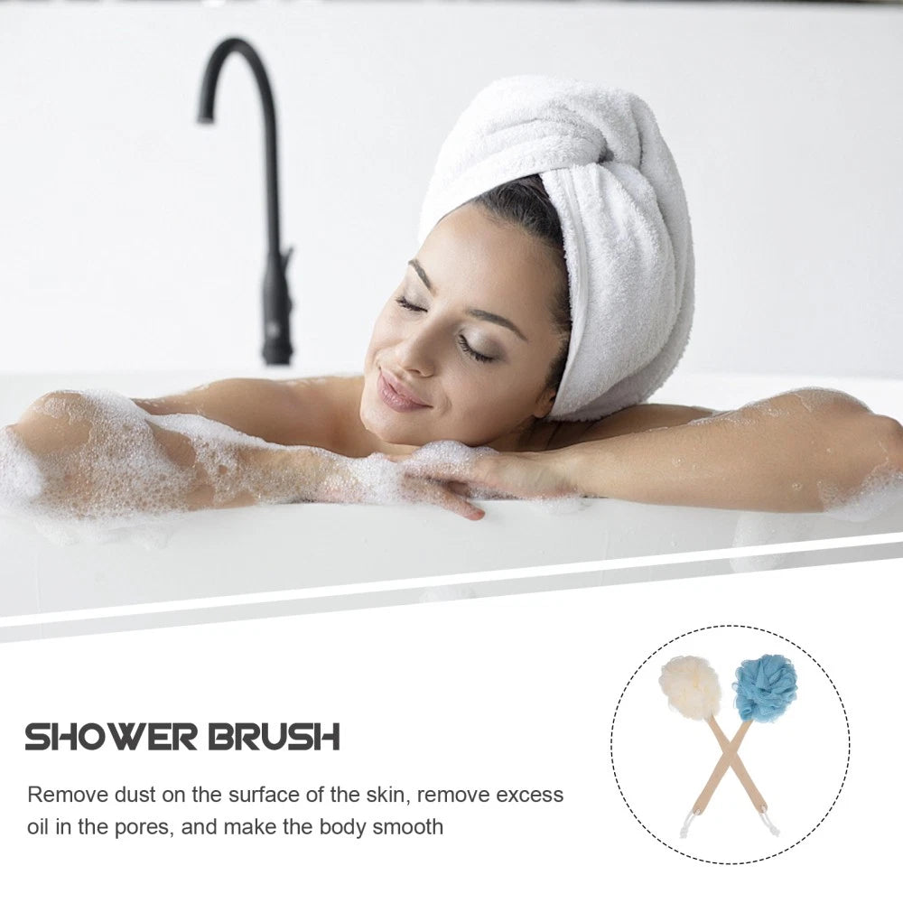 2 Pcs Baby Man Bathtub Brush with Long Handle Back Scrubber Soft Shower