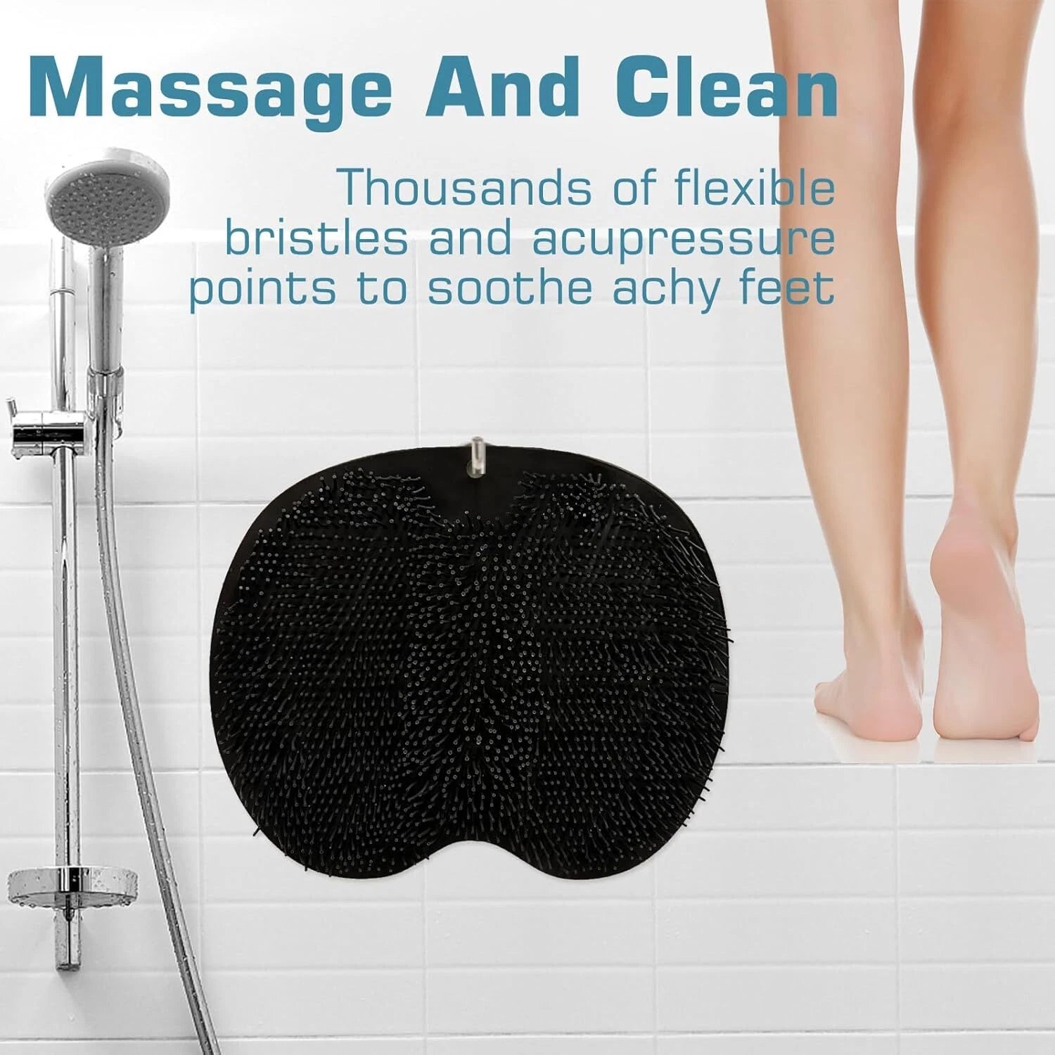 Shower Foot Scrubber Mat Back Washer Back Exfoliating Bath Wash Pad Wall Mounted
