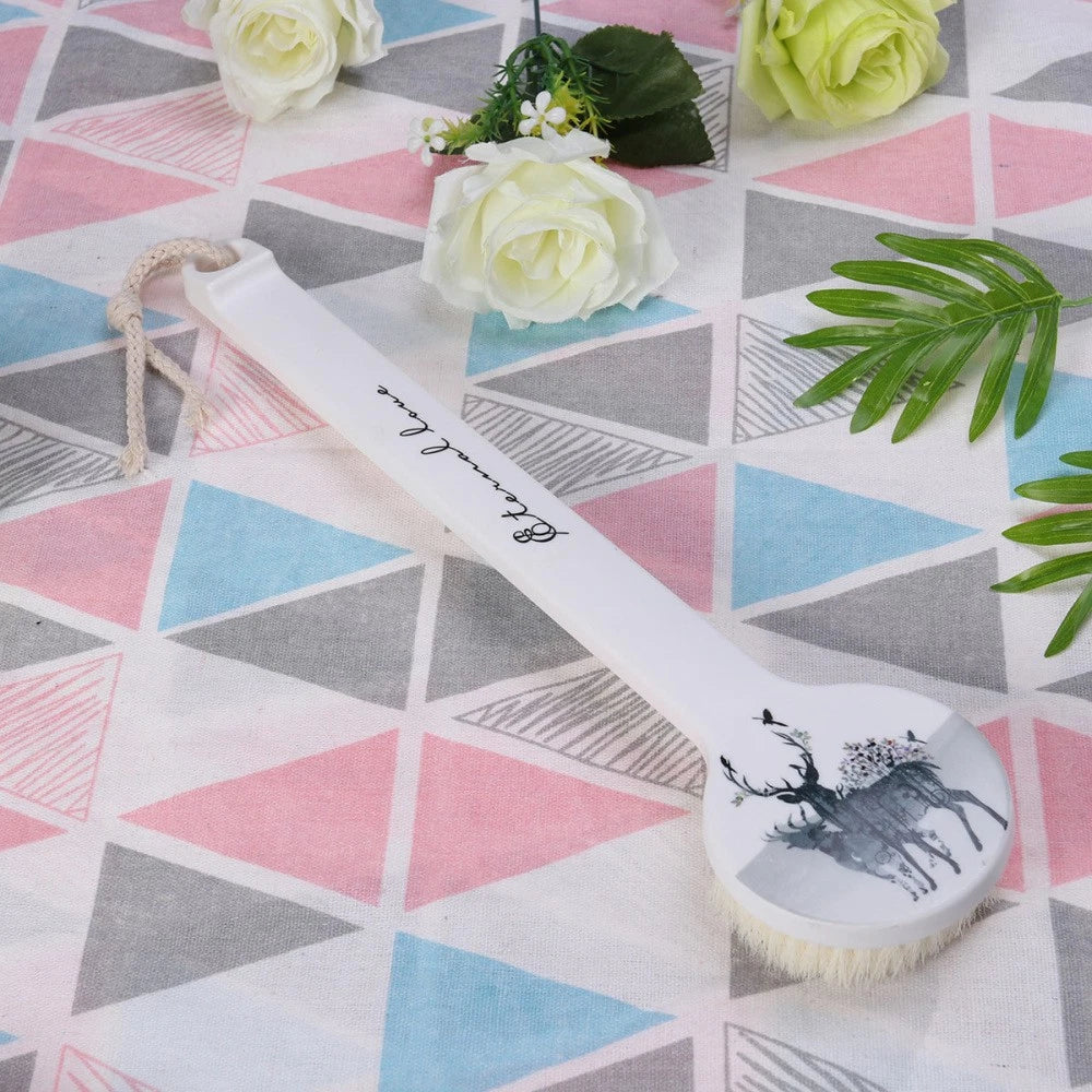 Long Handle Bath Scrubber Printed Body Brush Exfoliating Shower Brush ( )