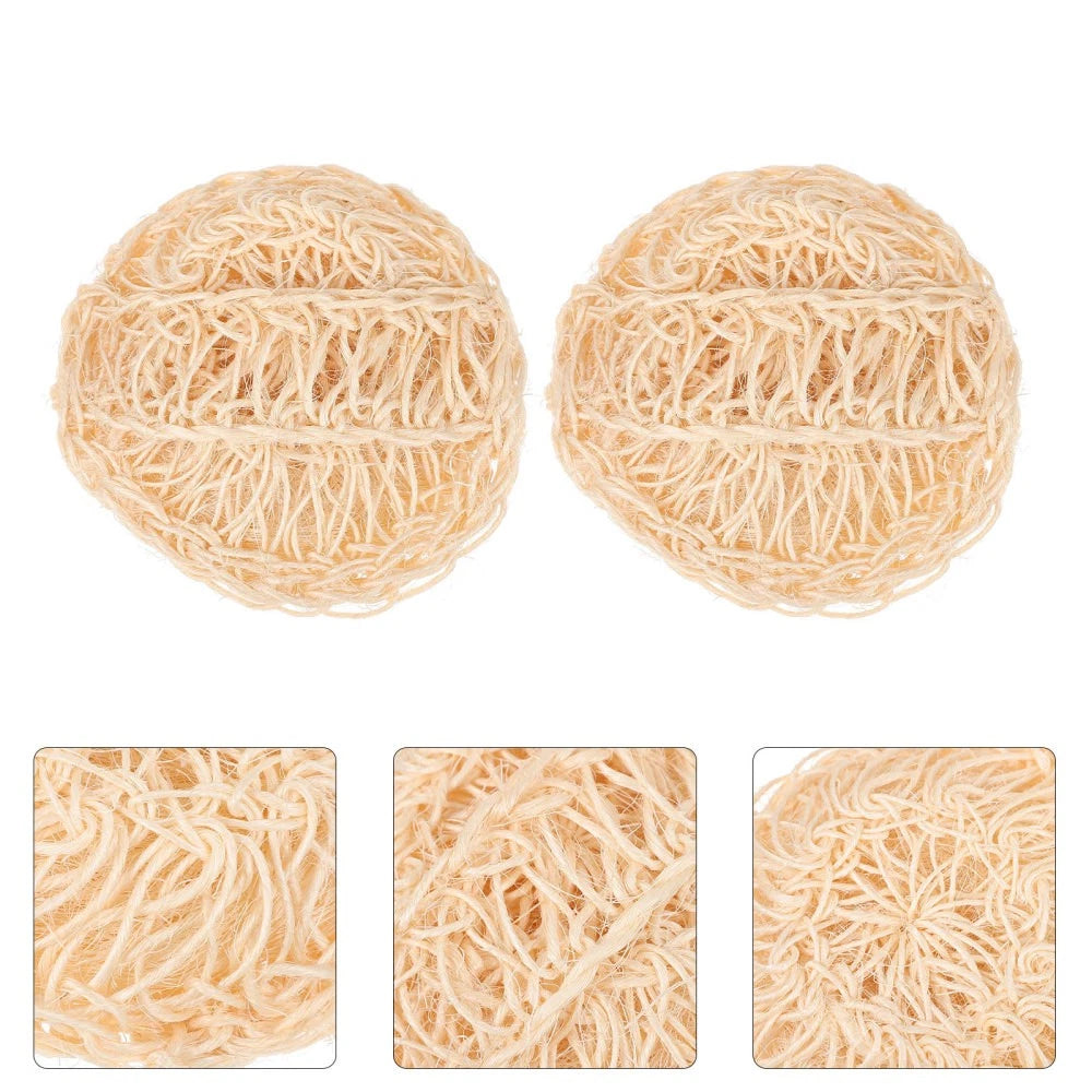 2 Pcs Sisal Bath Brush Man Exfoliating Body Wash Shower Balls Scrubber for