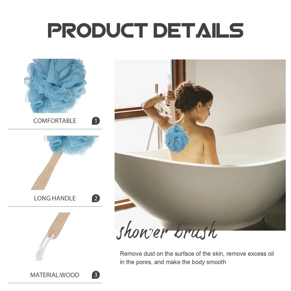 2 Pcs Bath Brush Exfoliating Shower Brushes Man Long Handles for Elderly