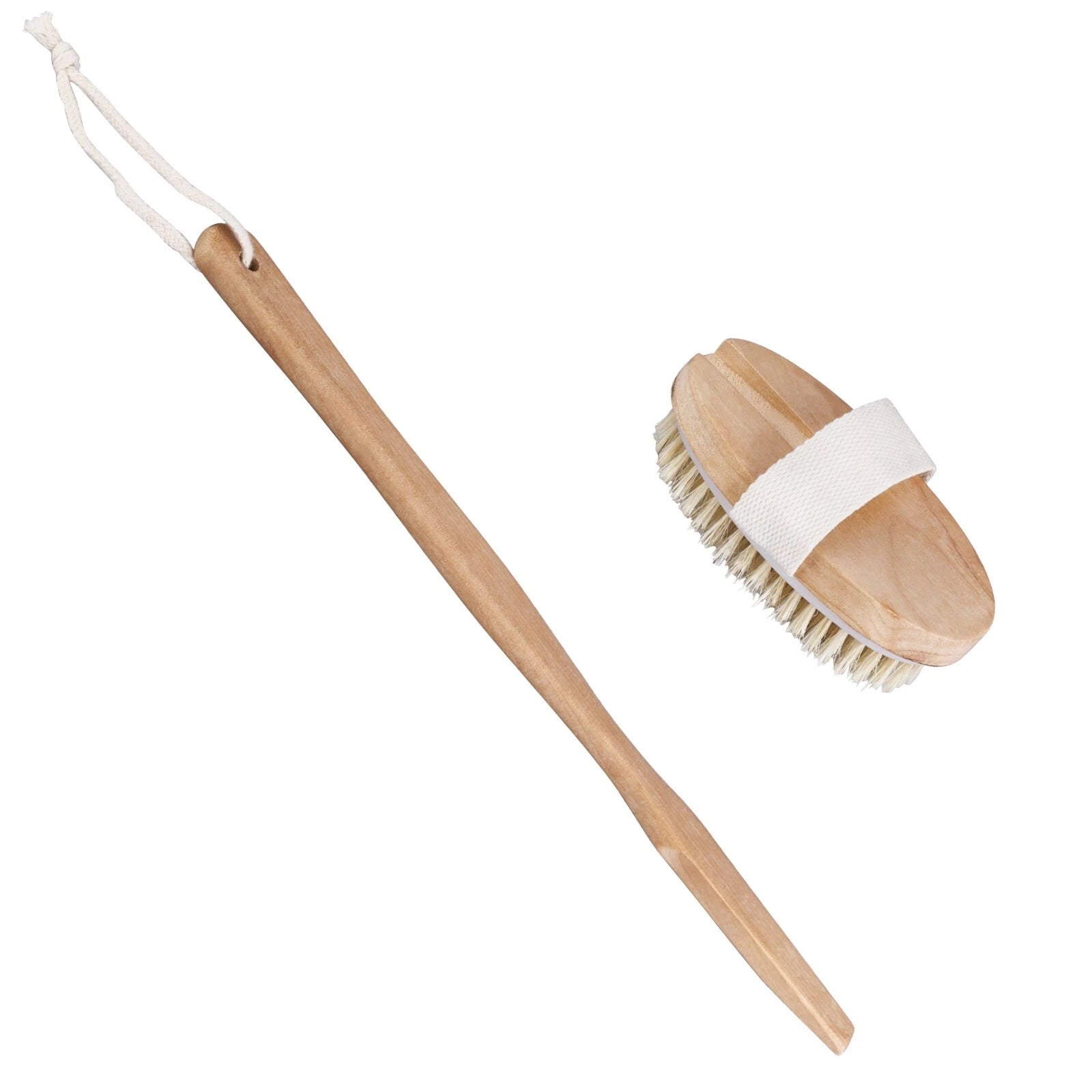 Natural Bristle Body Brush - Wooden Dry Skin Exfoliator & Shower Spa Scrubber US