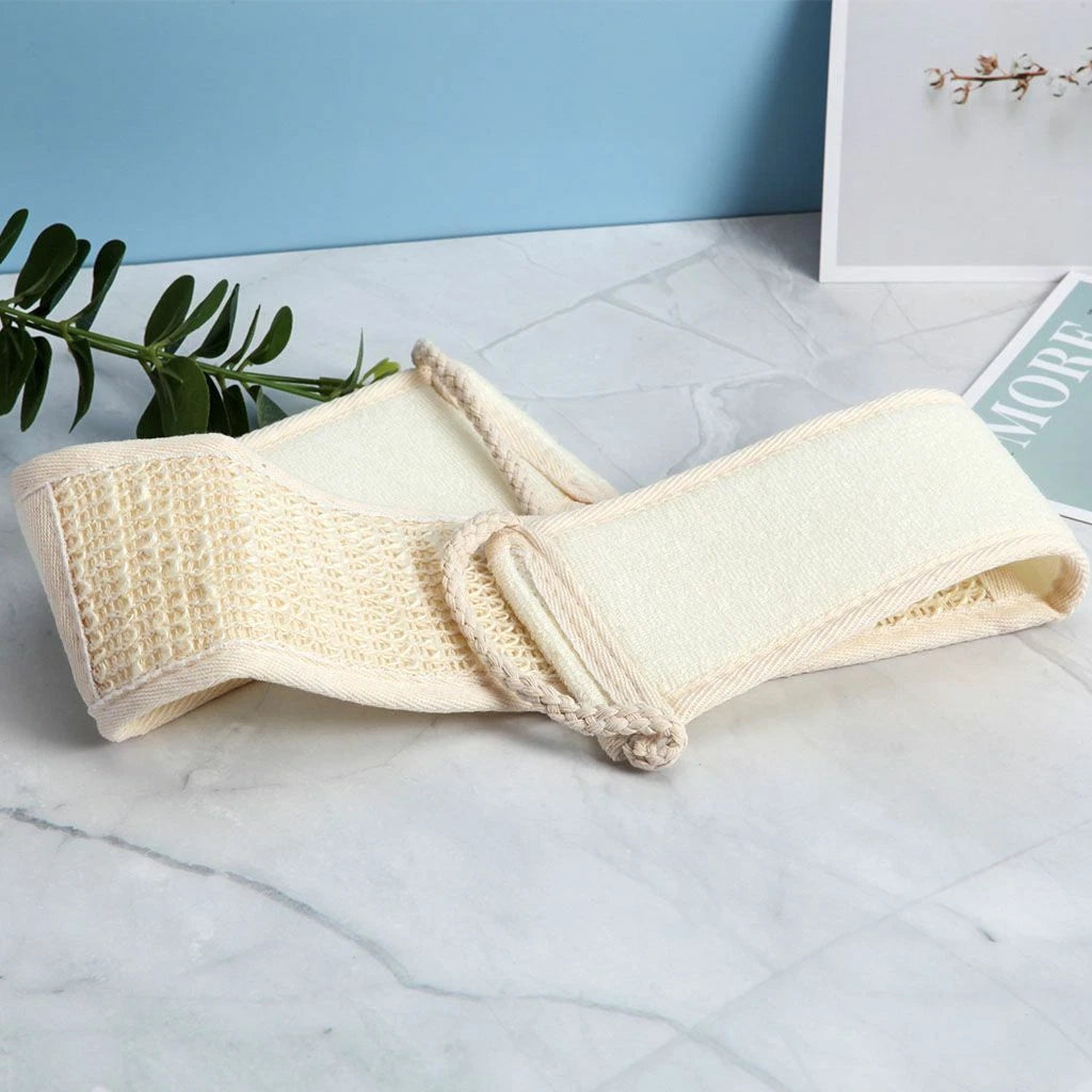 Exfoliating Back Scrubber Bath Shower Strap Loofah Spa Skin Brush Sponge Body
