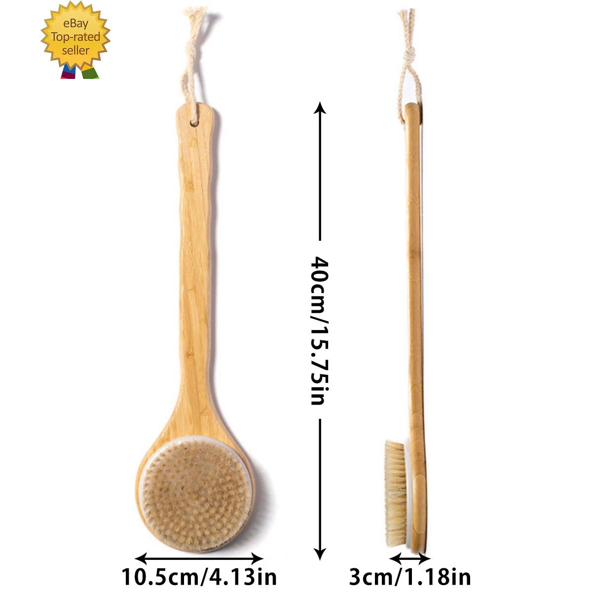 Long Handled Shower Bath Body Brush - Bathroom Wet & Dry Exfoliating Scrubber