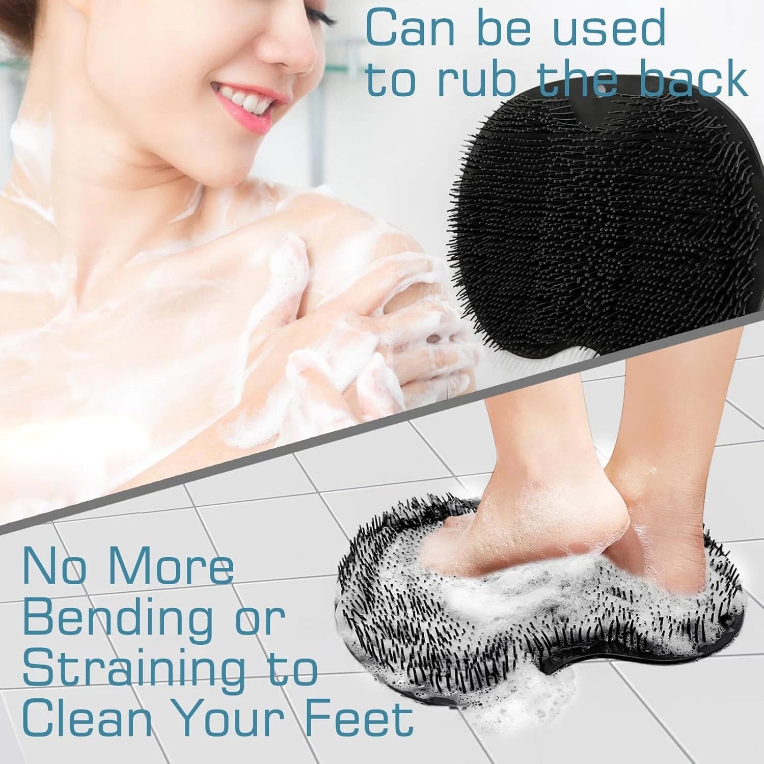 Shower Foot Scrubber Mat Back Washer Back Exfoliating Bath Wash Pad Wall Mounted