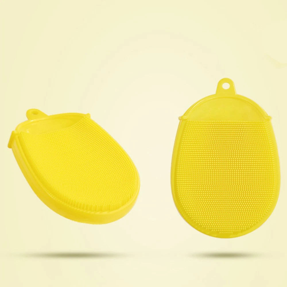 Yellow Silicone Body Shower Brush Silicone Bath Brush Silicone Shower Loofah