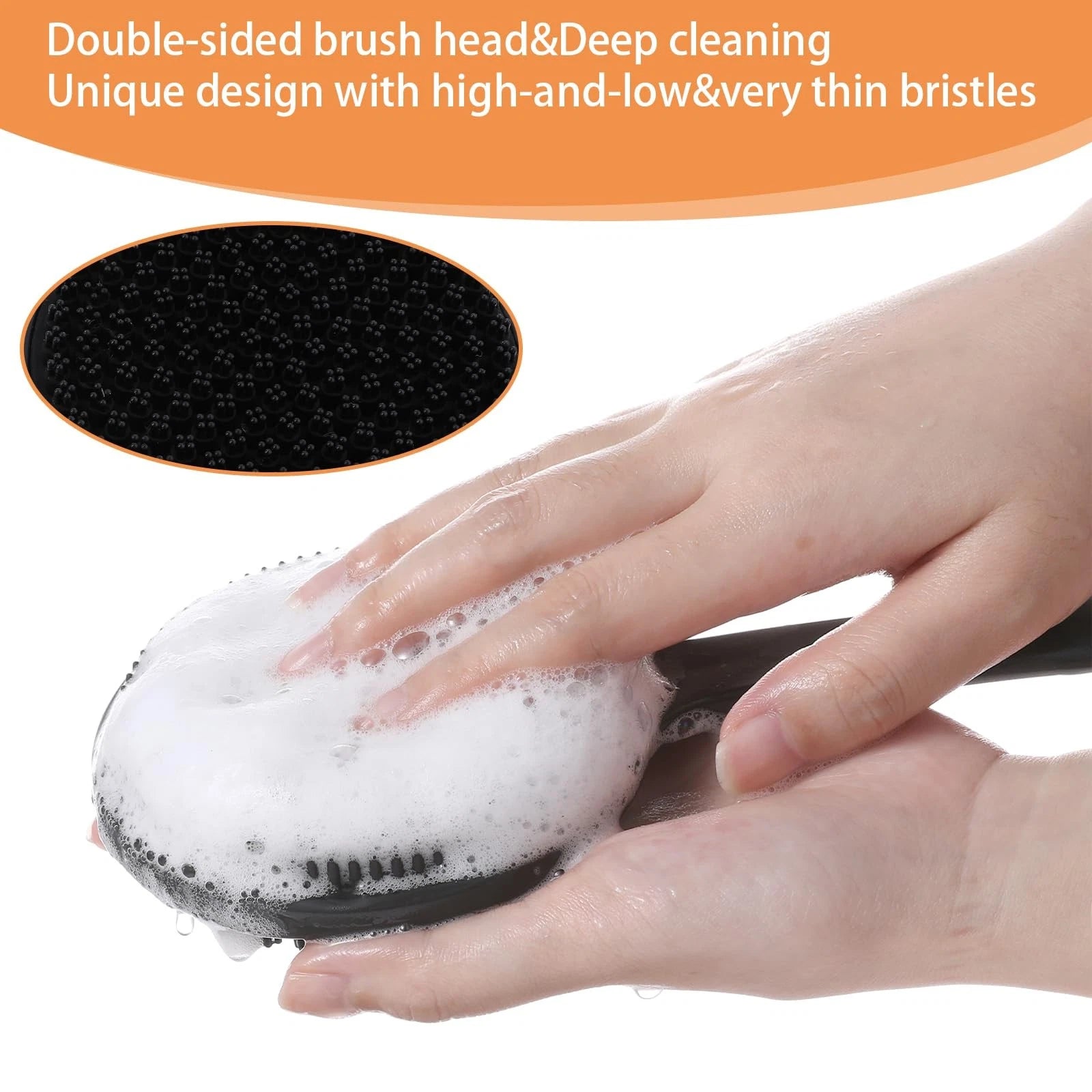 Silicone Back Scrubber for Shower Bath Body Brush Short Handle Exfoliating