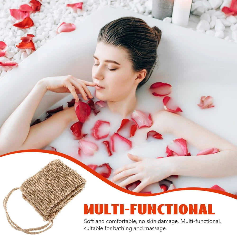 Jute Back Washer Bath Towel Shower Body Scrubber Scratcher for Men Brush Women