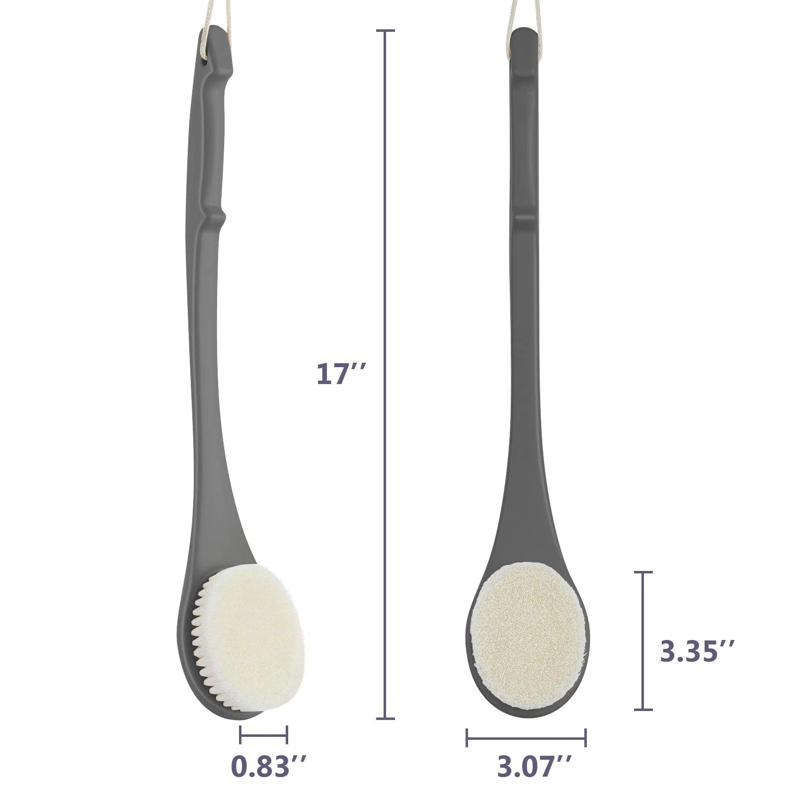 Body Brush Back Scrubber 17 in Never Mold Back Brush Long Handle for Shower Ex